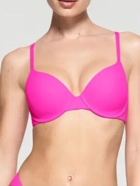 Skims Fits Everybody T-shirt Bra Underwire  Neon Pink Size 34D